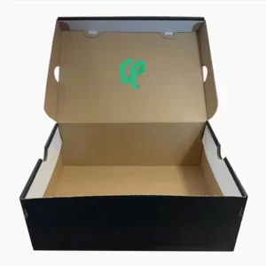 black cardboard shoe boxes
